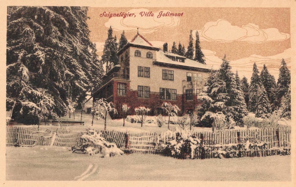 Old postal card of Villa Jolimont in Saignelégier